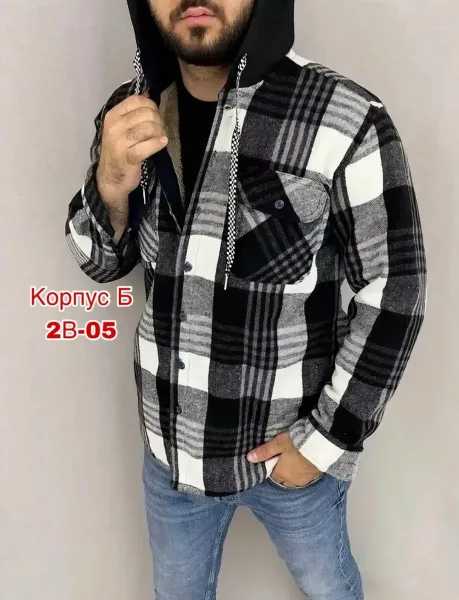 Утеплённая мужская рубашка из флиса с капюшоном и меховой подкладкой — фото 3