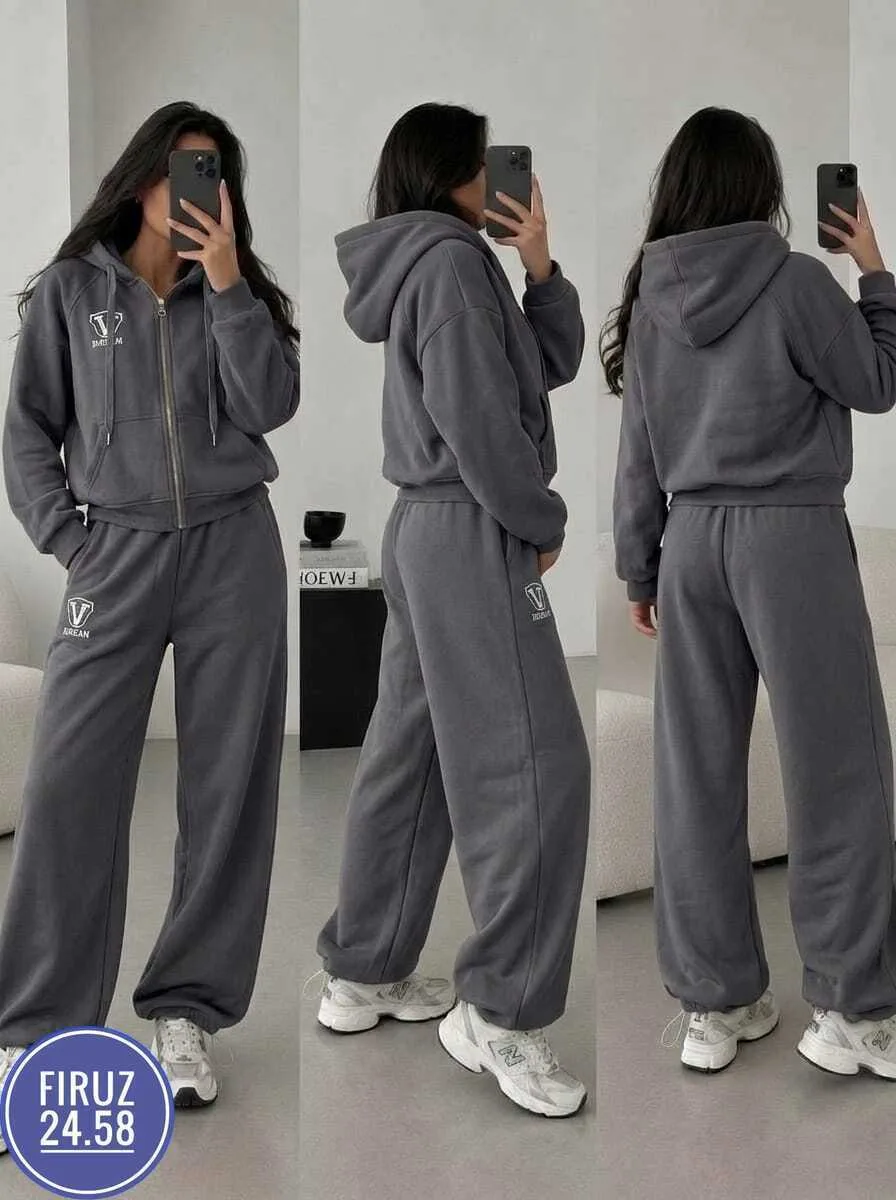 Уютный спортивный костюм из флиса с отделкой искусственным мехом — фото 2