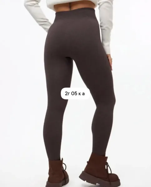 Лосины утепленные в рубчик леггинсы с начесом бесшовные -30 — фото 1