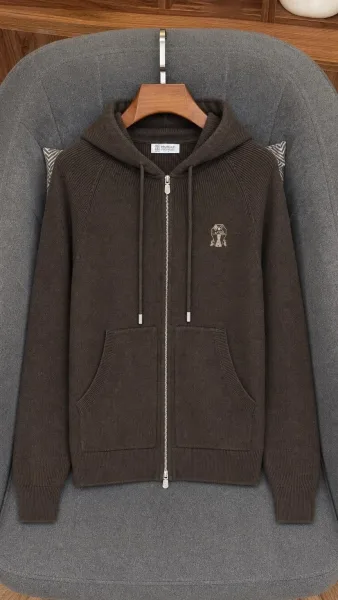 Кардиган Brunello Cucinelli из хлопка крупный вязка — фото 4