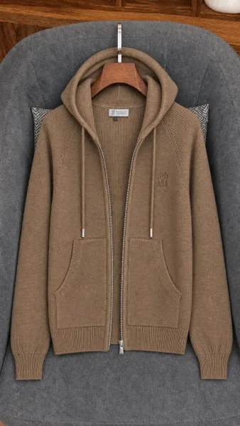 Кардиган Brunello Cucinelli из хлопка крупный вязка — фото 6