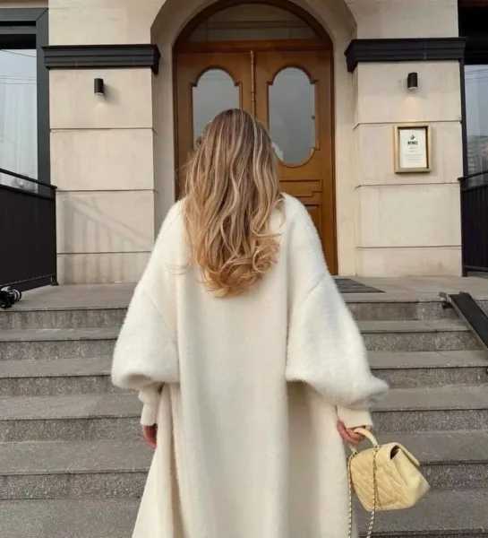 Кардиган из мохера, белый — фото 3