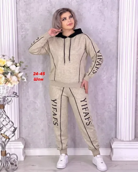 Костюм двойка из вязаной ткани лапша — фото 5