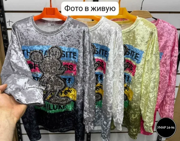 Тёплая кофта оверсайз из мраморного велюра — мягкая — фото 5