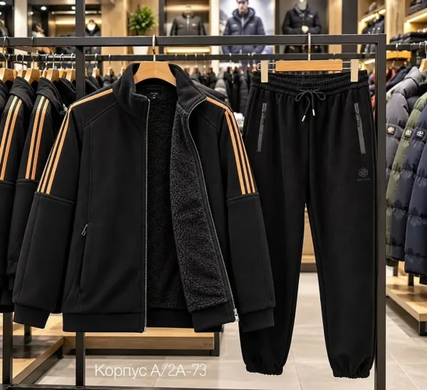 Костюм для мужчин с толстовкой на меху и штанами начесом — фото 5