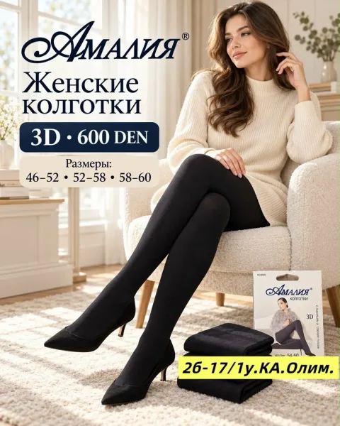 Плотные женские колготки 3D 600 DEN для уютных и красивых образов — фото 1