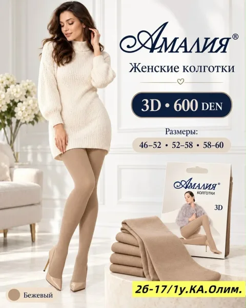 Плотные женские колготки 3D 600 DEN для уютных и красивых образов — фото 1