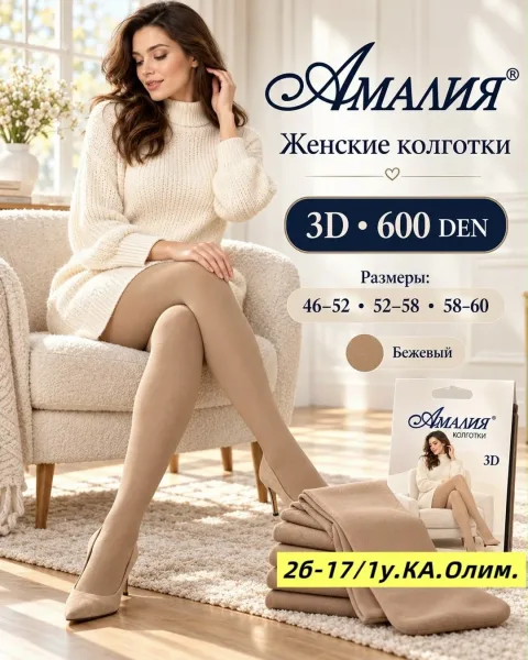 Плотные женские колготки 3D 600 DEN для уютных и красивых образов — фото 2