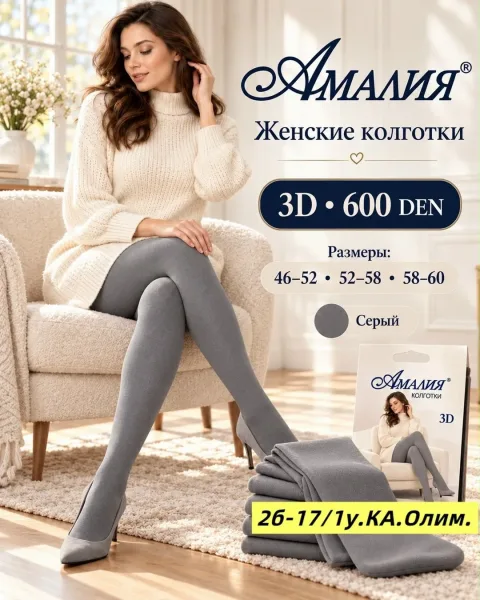 Плотные женские колготки 3D 600 DEN для уютных и красивых образов — фото 1