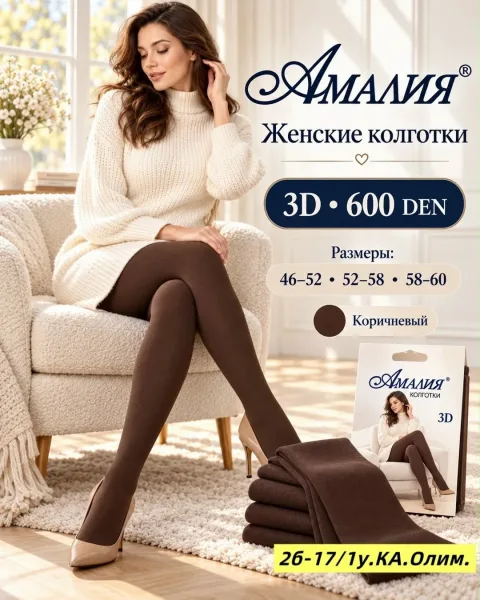 Плотные женские колготки 3D 600 DEN для уютных и красивых образов — фото 1