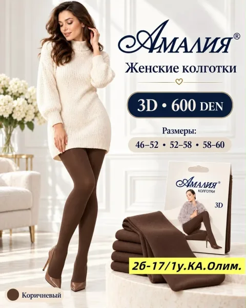 Плотные женские колготки 3D 600 DEN для уютных и красивых образов — фото 2