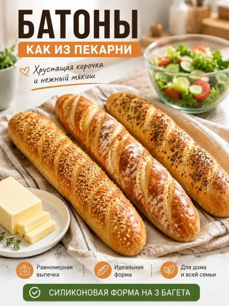 Форма для багетов и хлеба силиконовая перфорированная — фото 5