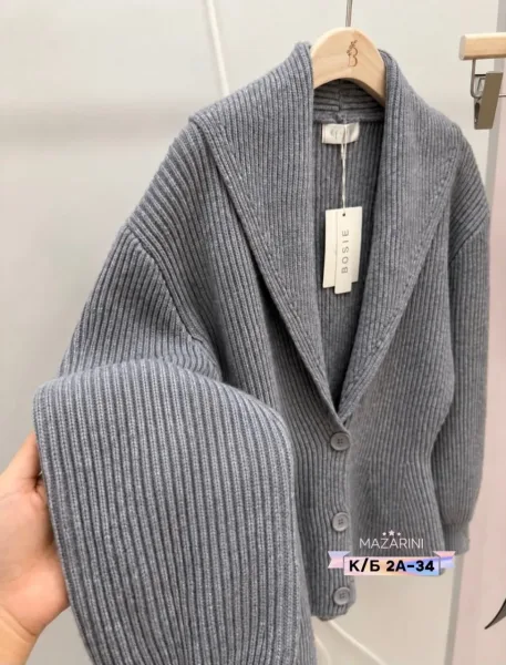Кардиган с акцентной талией из плотного трикотажа — фото 2