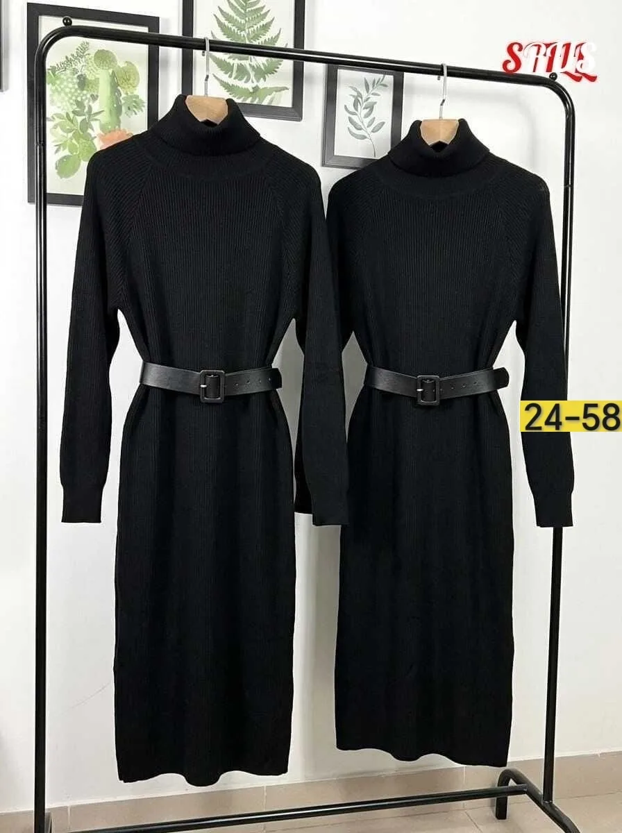 Платье из кашемировой ткани с ремнем — фото 1