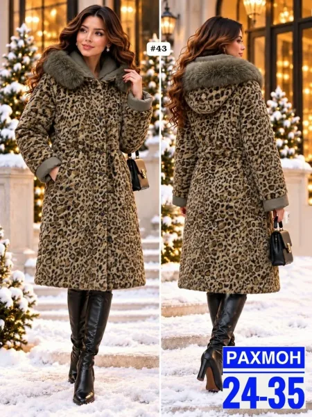 Вторая сторона стильная леопардовая шубка с мягкой меховой фактурой — фото 1
