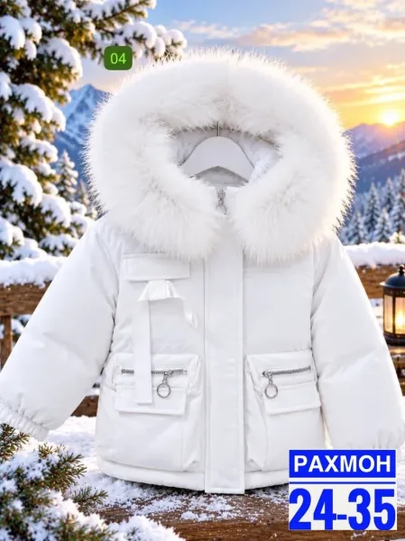 Зимняя куртка для детей с меховым воротником — фото 2