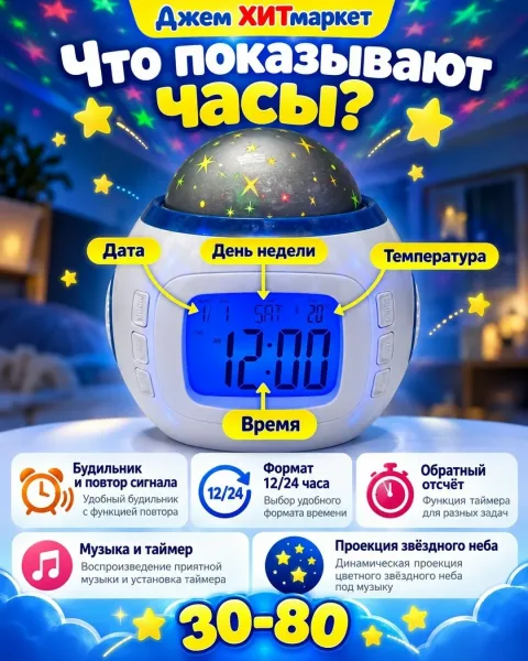Часы-проектор звёздного неба — фото 2