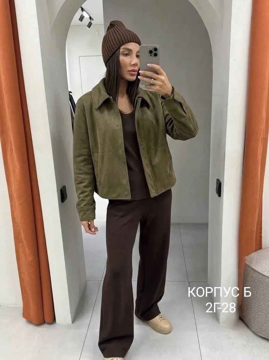 Бомбер ZARA замшевый — фото 1