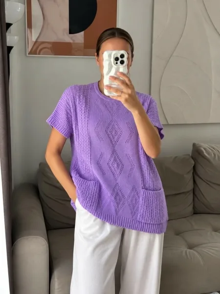 Кофточка Oversize из вязки — фото 4
