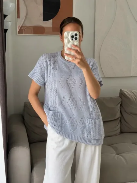 Кофточка Oversize из вязки — фото 7