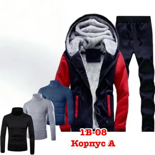 Набор, тёплый кофта полный мехом, штаны и 3 водолазка с флис начёсом, кочесво бомба — фото 3
