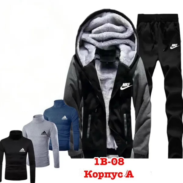 Набор, тёплый кофта полный мехом, штаны и 3 водолазка с флис начёсом, кочесво бомба — фото 11