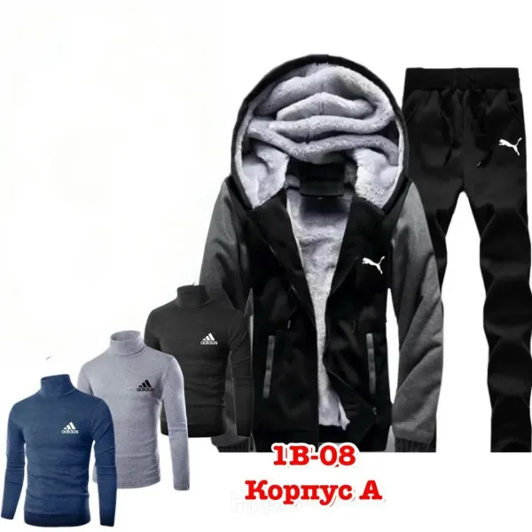 Набор, тёплый кофта полный мехом, штаны и 3 водолазка с флис начёсом, кочесво бомба — фото 5