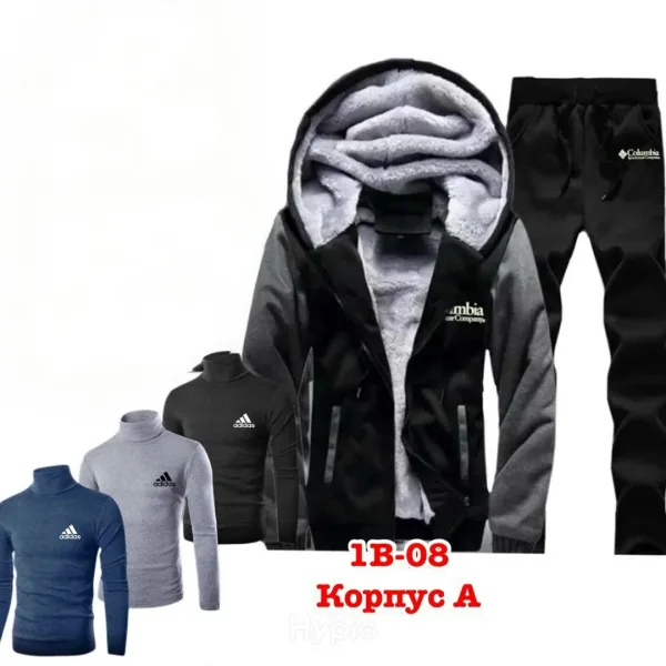 Набор, тёплый кофта полный мехом, штаны и 3 водолазка с флис начёсом, кочесво бомба — фото 15