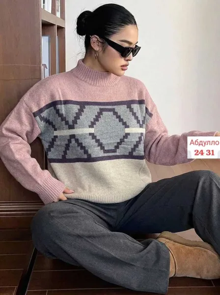 Тёплый вязаный свитер из кашемира — фото 3