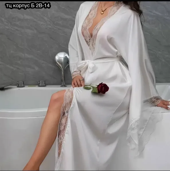 Халат женский из атласа — фото 4