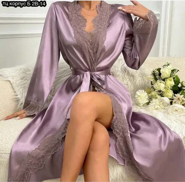 Халат женский из атласа — фото 6
