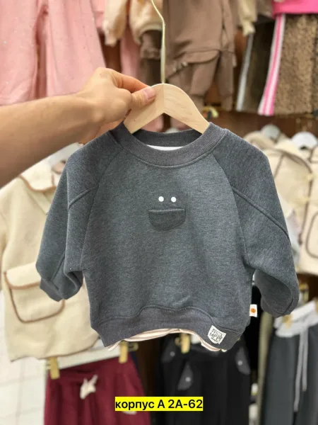 Кофта из хлопка с начесом, подходит для детей — фото 2