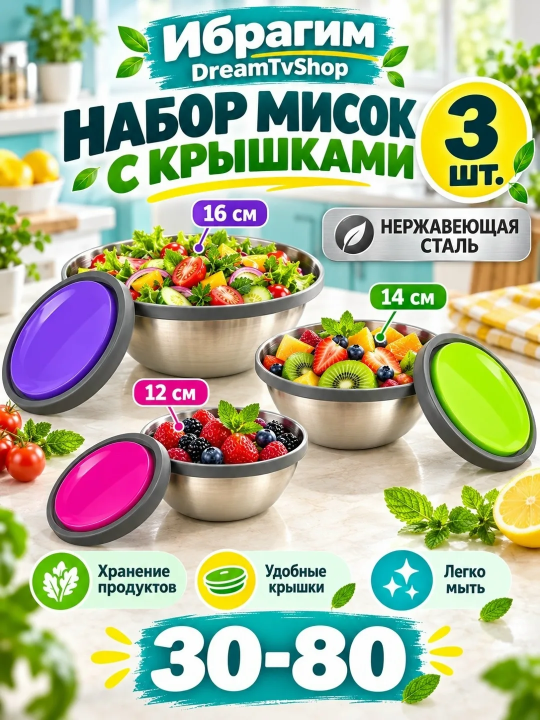 Набор мисок с крышками — фото 1