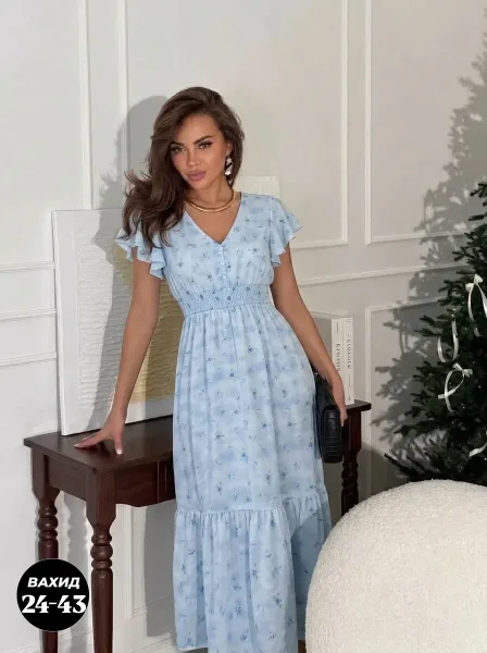 Платье вечернее из льна и хлопка — фото 1