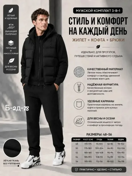 ТРОЙКА МУЖСКОЙ костюм Жилетка — фото 2