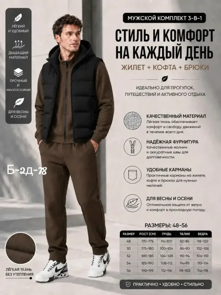 ТРОЙКА МУЖСКОЙ костюм Жилетка — фото 1