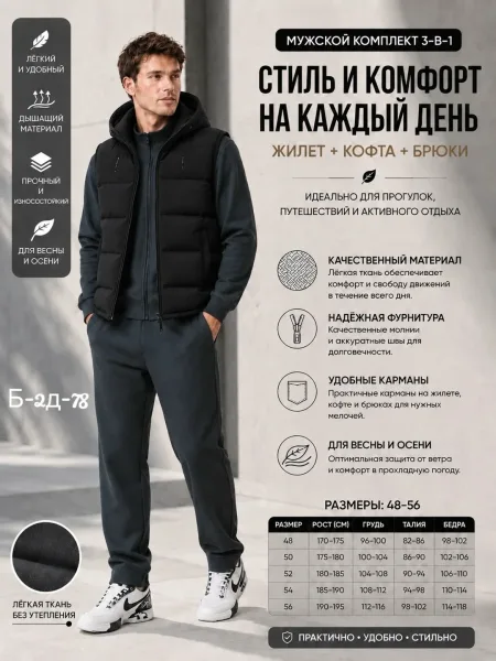 ТРОЙКА МУЖСКОЙ костюм Жилетка — фото 2