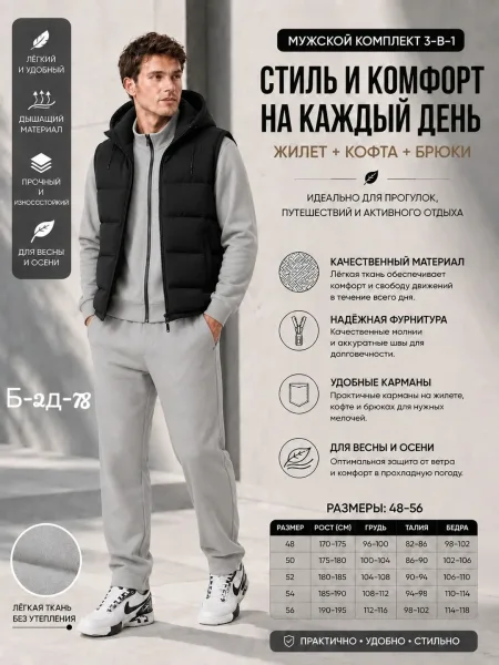 ТРОЙКА МУЖСКОЙ костюм Жилетка — фото 3