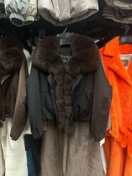 Бомбер съемным натуральным мехом песца — фото 1
