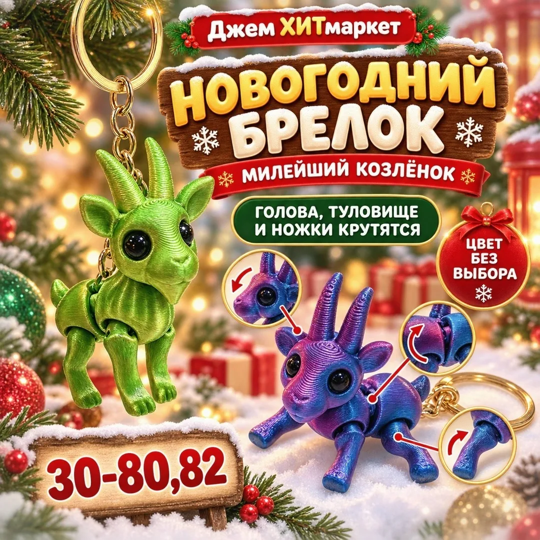 Новогодний брелок Милейший козлёнок — фото 1