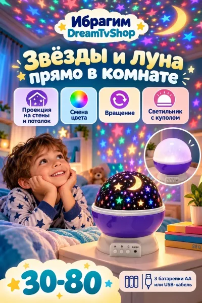 Светильник-проектор Звёздное небо — фото 1