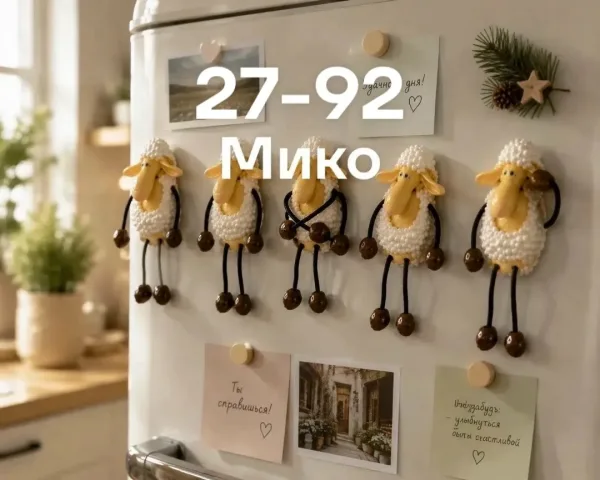 Магнитики-овечки с висячими ручками и ножками, полистоун — фото 1
