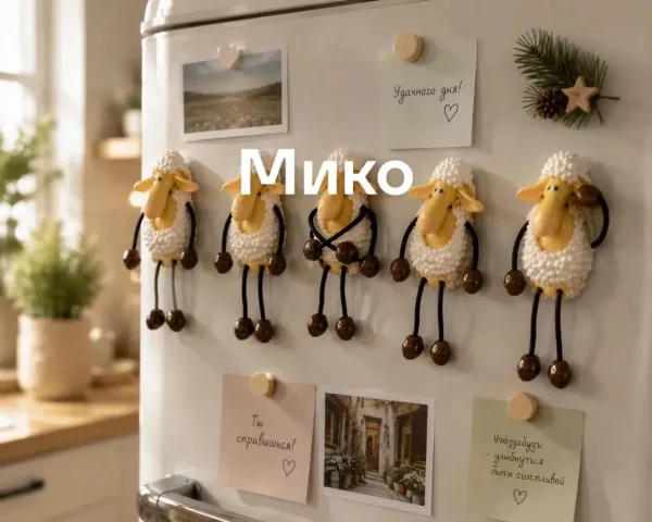 Магнитики-овечки с висячими ручками и ножками, полистоун — фото 3