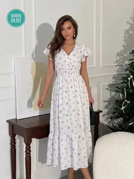 Платье вечернее из льна и хлопка — фото 2