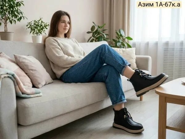Женские Ботинки из натуральной экокожи с шерстяной подкладкой — фото 4