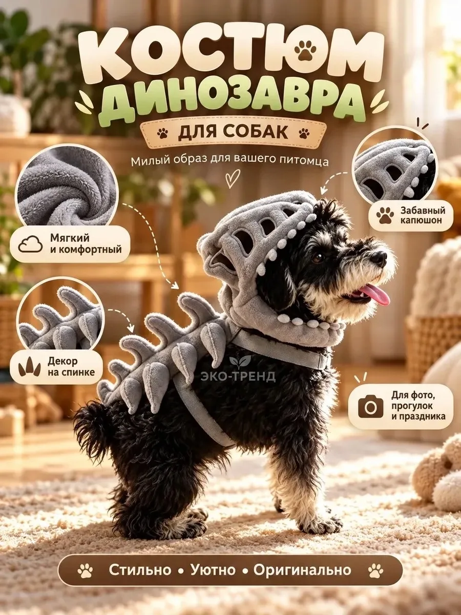 Костюм домашнего питомца в виде скелета динозавра — фото 1