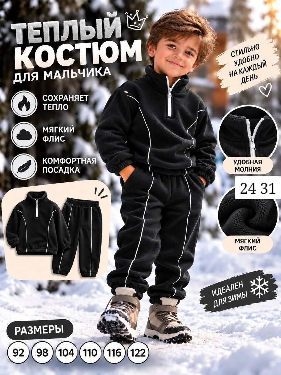 Костюм для мальчика из двухстороннего флиса — фото 2