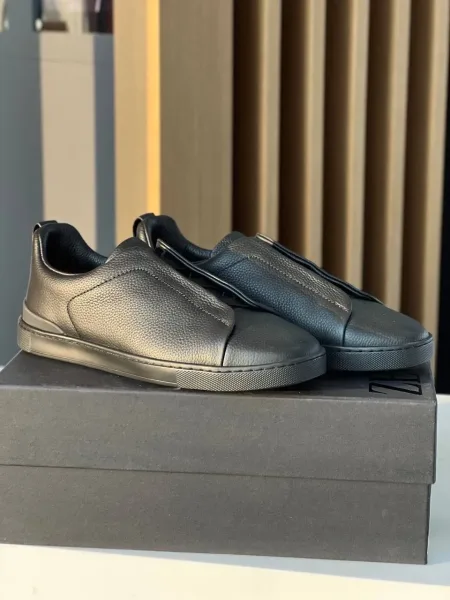 Слипоны Zegna кожаные — фото 4