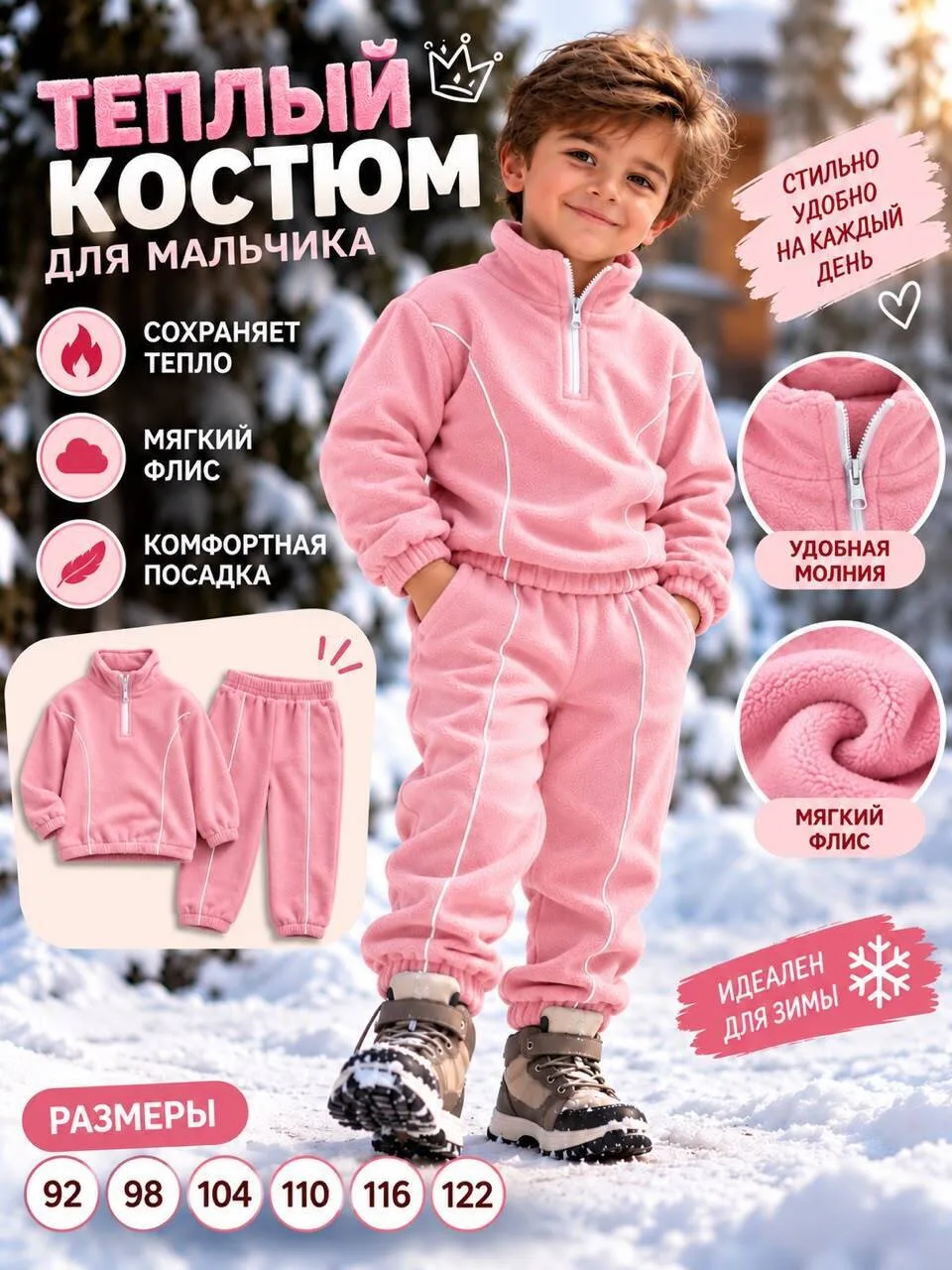 Костюм для мальчика из двухстороннего флиса — фото 2