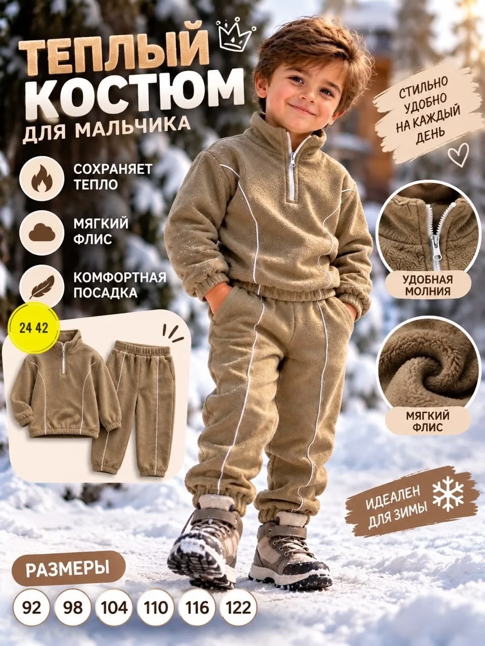 Костюм для мальчика из двухстороннего флиса — фото 2
